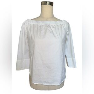 ZARA Womens Off Shoulder Blouse 2/3 Sleeve XS White Elastic Sailor Western BOHO